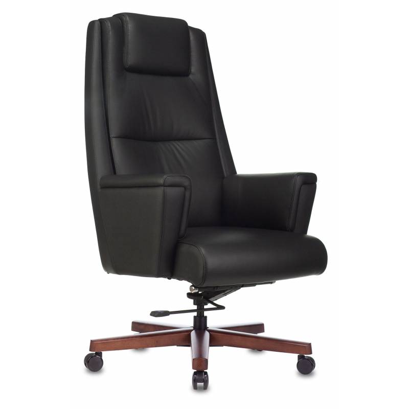 Кресло руководителя Бюрократ _DUKE черный кожа крестовина металл/дерево главное фото